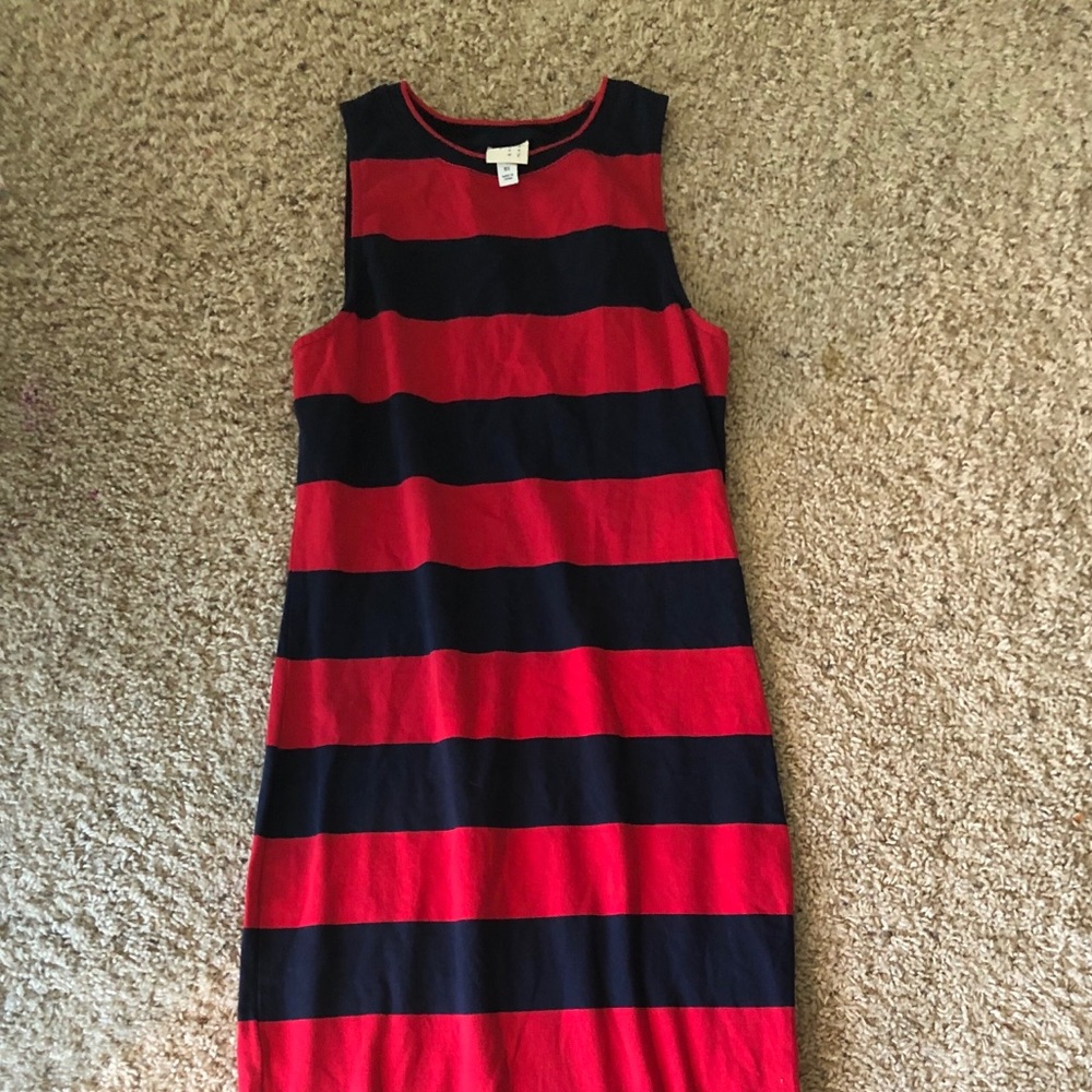 Blue and red striped dress